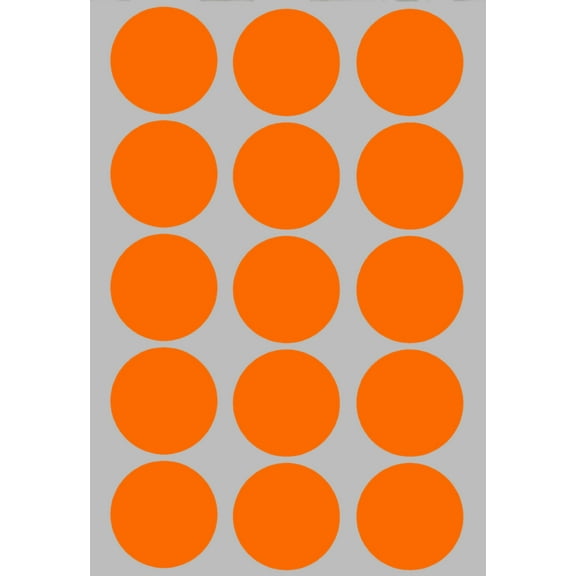 Royal Green Adhesive Dot Stickers Organizing Labels for Home,School and Office Suplies, Arts, and Crafts 30mm (1.25 inch), 25 Sheets, Neon Orange - 375 Pack
