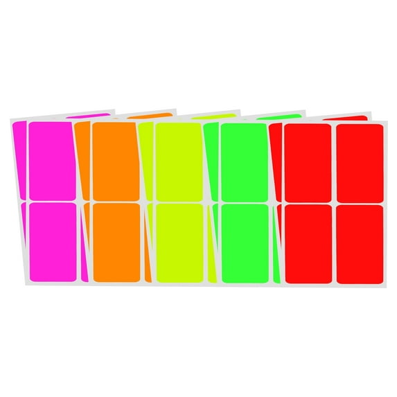 Royal Green Assorted Colors Moving Labels 3 in x 2 in - 40 Pack, neon fluorescent rectangle stickers