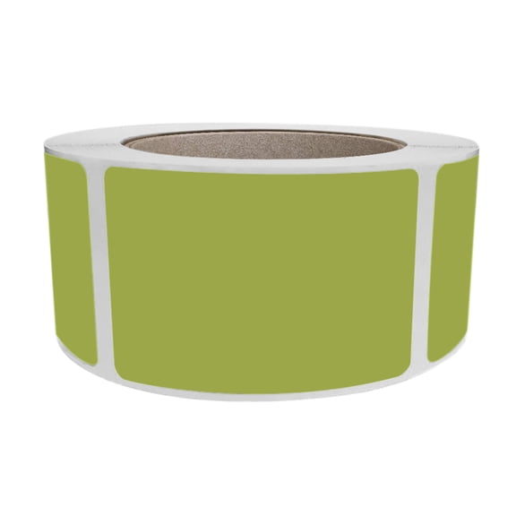 Royal Green Blank Rectangular Labels 3x2 inch (75mm x 50mm) Olive Green Sticker Roll - 500 Pack