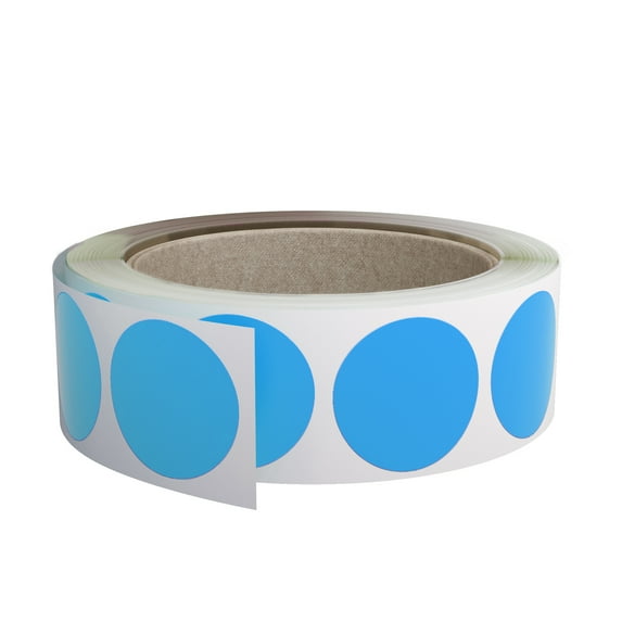 Royal Green Blank Stickers to Write On 30mm Light Blue Label Roll 1.25 inch - 1000 Pack
