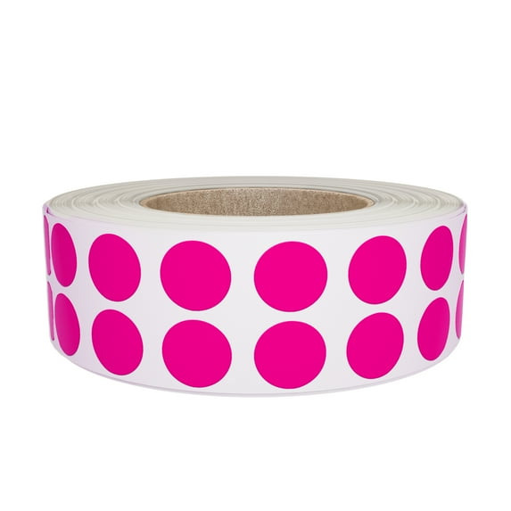 Royal Green Circle Dot Labels Stickers Adhesive Roll in Neon Pink (0.375 inch) 10mm - 3000 Pack