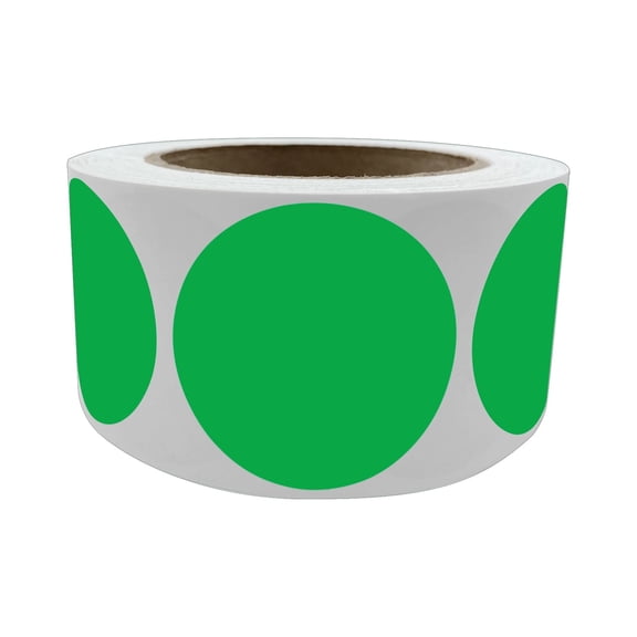 Royal Green Circle Sticker Roll 2 inch Color Code Labels in Green (50mm) - 600 Pack