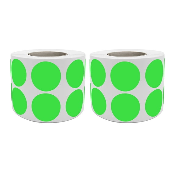 Royal Green Color-Coding Dot Stickers 3/4" Plain Sticker Roll Labels in Neon Green (19MM) 2100 Labels on 2 Rolls
