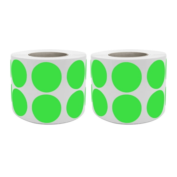 Royal Green Color-Coding Dot Stickers 3/4" Plain Sticker Roll Labels in Neon Green (19MM) 2100 Labels on 2 Rolls