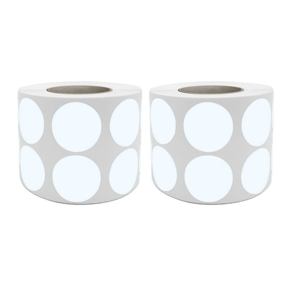 Royal Green Color-Coding Dot Stickers 3/4" Plain Sticker Roll Labels in White (19MM) 2100 Labels on 2 Rolls