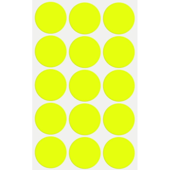 Royal Green Color Coding Labels 1.25 inch Circle Sticker Dots for Labeling, and Inventory in Neon Yellow, 1500 Pack