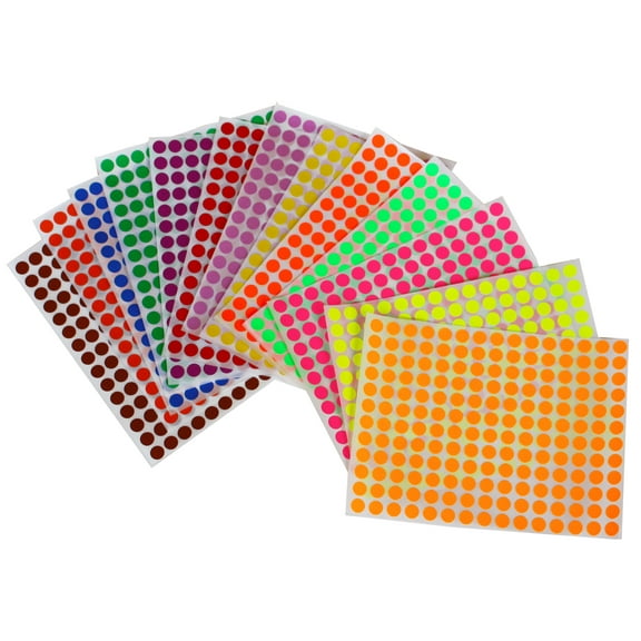 Royal Green Color Coding Labels 1/4” 8mm 5/16 Dot Stickers in Assorted Colors - 2340 Pack
