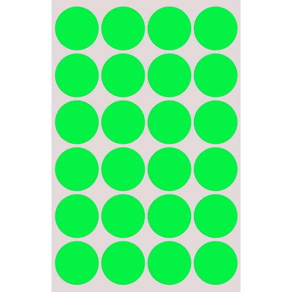 Royal Green Color Coding Labels 1 inch Sticker Round Circle Neon Green 25mm - 360 Pack