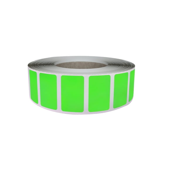 Royal Green Color-Coding Labels Removable Rectangular Sticker Rolls in Neon Green (25.5mm x 16mm) - 1000 Pack