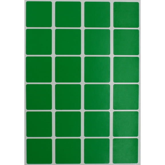 Royal Green Color-Coding Labels Square Stickers 1 inch x 1 inch, 25mm Green - 1200 Pack