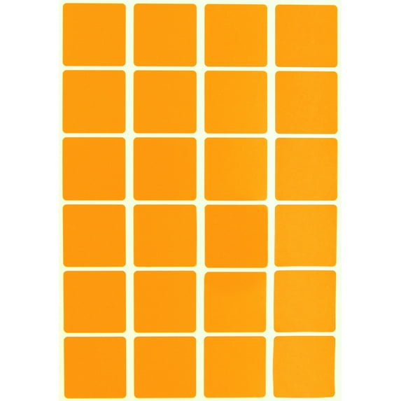 Royal Green Color-Coding Labels Square Stickers 1 inch x 1 inch, 25mm Neon Orange - 1200 Pack