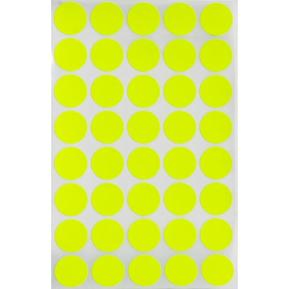 Royal Green Color Coding Labels dot Stickers 19mm 3/4 inch Neon Yellow - 280 Pack