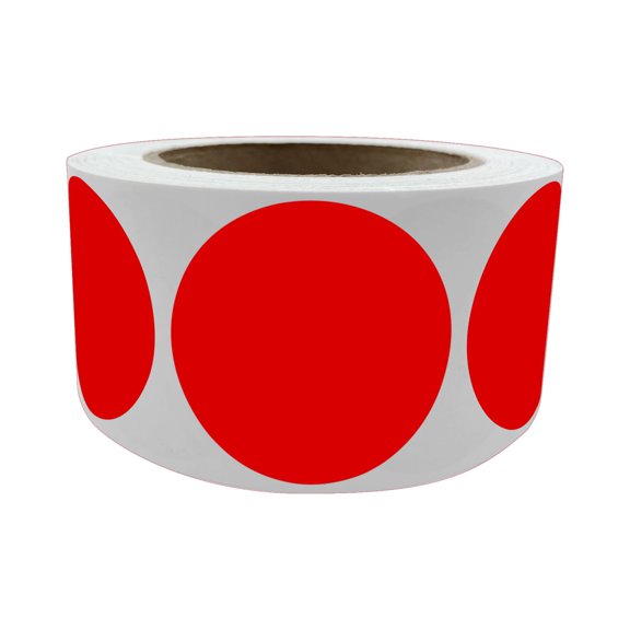 Royal Green Color-Coding Sticker 3 inch - Red Sticker Rolls 75mm - 250 Pack