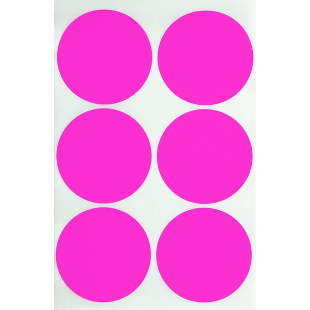 Royal Green Color Dot Stickers 2 in Neon Pink, 50mm Round Labels for