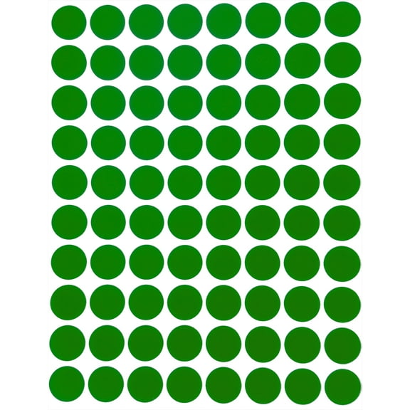 Royal Green Color Labels Round 1/2" 13 mm, Solid Dot Stickers 0.5 inch in Green - 1200 Pack