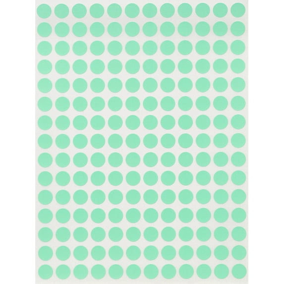 Royal Green Color Labels for Inventory ¼” inch 8mm ( 5/16 ) Small Dot Sticker for Inventory in Pastel Green - 900 Pack