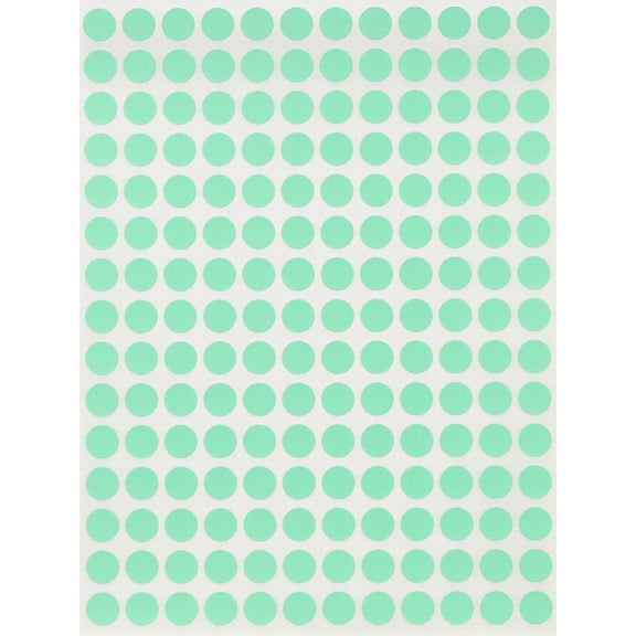 Royal Green Color Labels for Inventory ¼” inch 8mm ( 5/16 ) Small Dot Sticker for Inventory in Pastel Green - 900 Pack