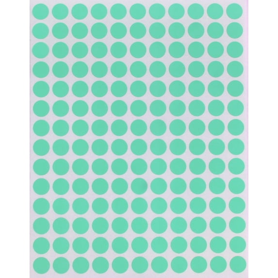 Royal Green Color Round Labels Pastel Green 10mm - Circular Dot Stickers 0.375 inch - 700 Pack