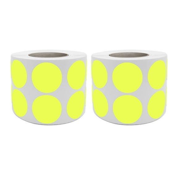 Royal Green Colored Dot Stickers 3/4" Round Labels (19MM) Neon-Yellow 2100 Labels on 2 Rolls