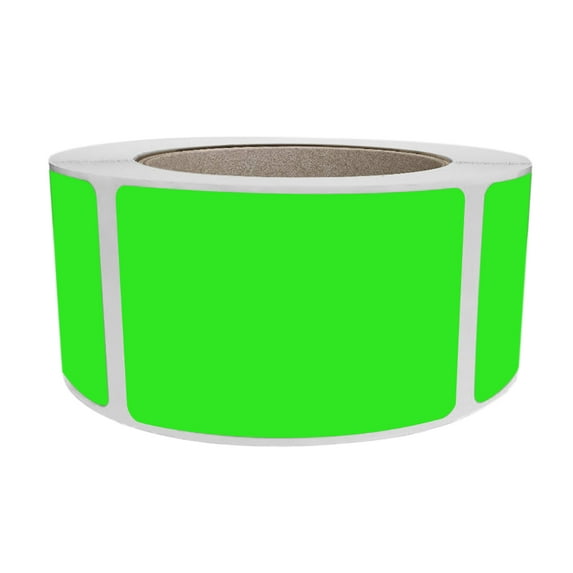 Royal Green Colored Label Tag Stickers 3x2 inch (76mm x 51mm) Neon Green Sticker Roll - 500 Pack