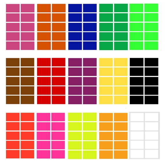 Royal Green Colored Labels ( 50mm x 31mm) Rectangle Stickers in 15 Colors 2x1.2 inch - 150 Pack