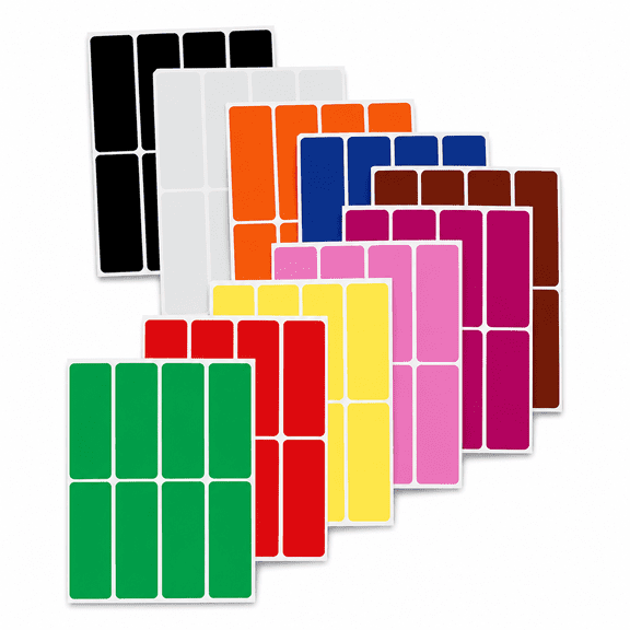Royal Green Colored Labels Stickers Rectangle Label, 10 Assorted Colors Name Tags 3 x 1 Inch, 80 Pack