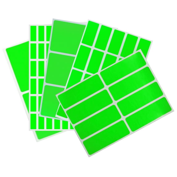 Royal Green Colored Labels for Packaging in Rectangular Neon Green Sticker in Assorted Sizes - 356 Pack