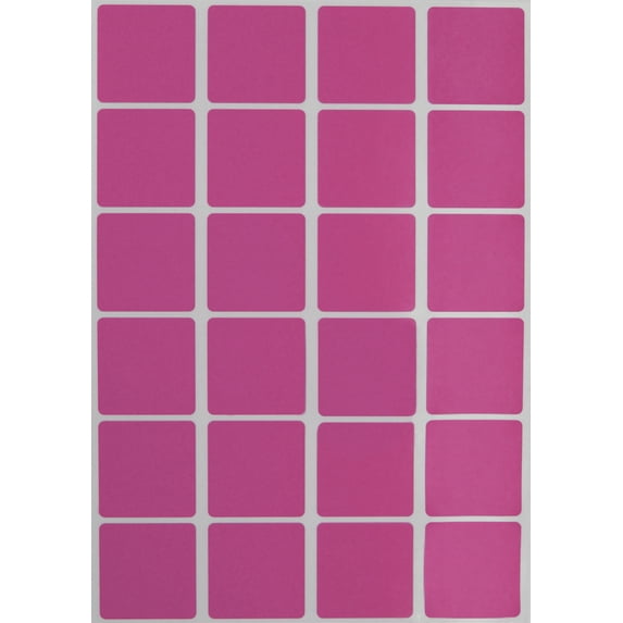 Royal Green Colored Sticker Labels Square Shaped 25mm (1 inch)in Pink - 360 Pack