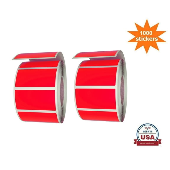 Royal Green Colored Stickers Rectangles Neon Labels in Flourescent Red (40mm x 19mm) 1.57 inch x 0.75 inch - 1000 Pack