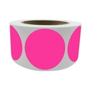 Royal Green Colored dot Stickers 2 inch - Label roll in Neon Pink - 600 Pack