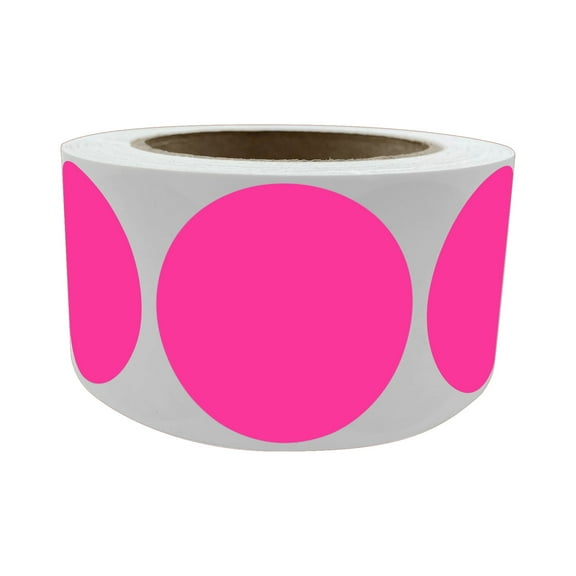 Royal Green Colored dot Stickers 2 inch - Label roll in Neon Pink - 600 Pack