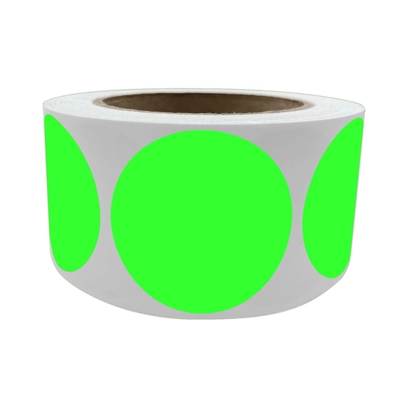 Royal Green Colored dot Stickers 2 inch roll Fluorescent Labels in Green 5cm (50mm) - 600 Pack