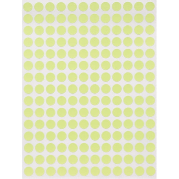 Royal Green Dot Sticker Colors ¼” inch 8mm ( 5/16 ) Round Labels Sheets in Pastel Yellow - 2700 Pack