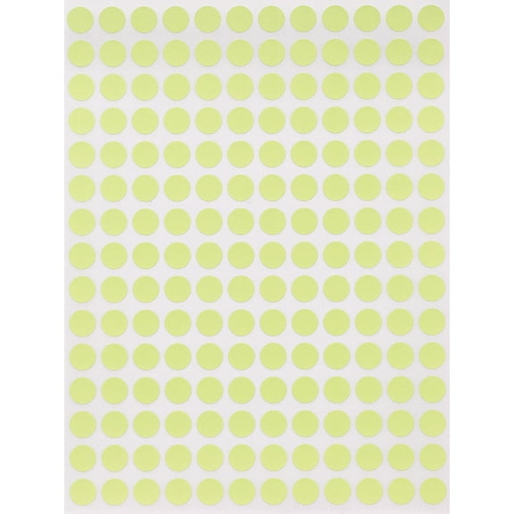 Royal Green Dot Sticker Colors ¼” inch 8mm ( 5/16 ) Round Labels Sheets in Pastel Yellow - 9000 Pack