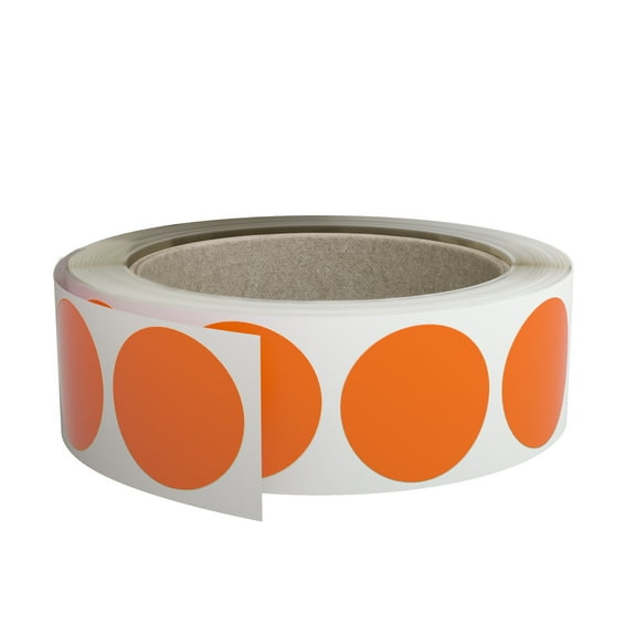 Royal Green Dots Stickers 1.25 inch Permanent Orange Label Roll 30mm - 1000 Pack