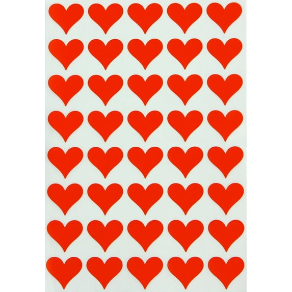 Royal Green Flourescent Red Heart Sticker for Envelopes, Gift Packaging, Party Decoration, Boxes and Bags 19mm (3/4") - 200 Pack
