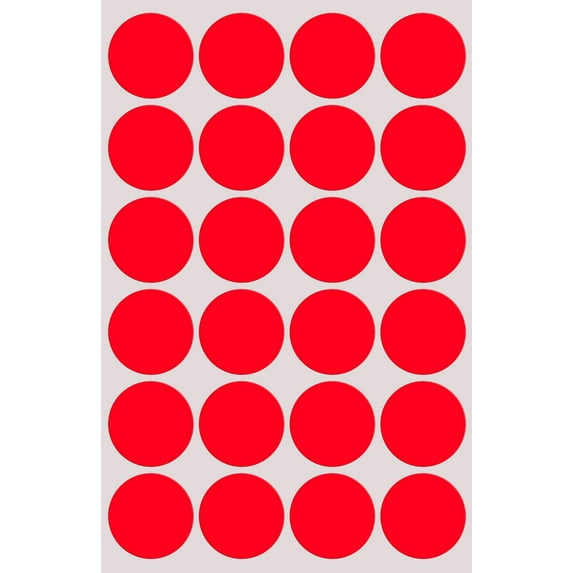 Royal Green Fluorescent Dot Stickers in Neon Red 1 inch - 25 mm - 1200 Pack