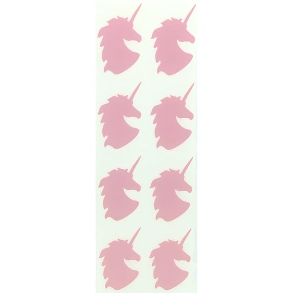 Royal Green Girl Stickers Purple Unicorn Party Supplies 2 inch (50mm) in Pastel Pink - 40 Pack
