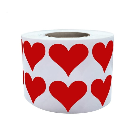 Royal Green Heart Labels 3/4" inch for Scrapbooking, Crafting, and Mother's Day 19mm Red Hearts Sticker Roll - 1200 Pack