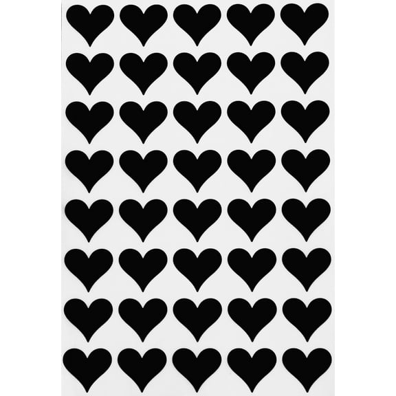 Royal Green Heart Shaped Stickers 3/4 inch Black Stickers for Party Favors, Goodie Bags, and Gift Boxes 19 mm - 200 Pack