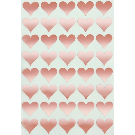 Royal Green Heart Shaped Stickers 3/4 inch Rose Gold Valentine's Stickers for Party Favors, Goodie Bags and Gift Boxes 19 mm - 200 Pack