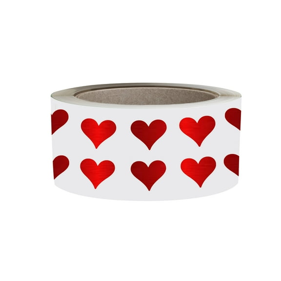 Royal Green Heart Stickers 1/2 Inch, Scrapbook Stickers for Arts and Crafts, Heart Roll Labels 13mm (0.5 inches) in Metallic Red - 1250 Pack