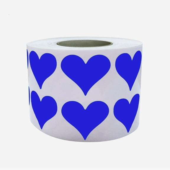 Royal Green Heart Stickers Rolls 3/4 inch (19 mm) Heart Labels in Blue  1200 Pack
