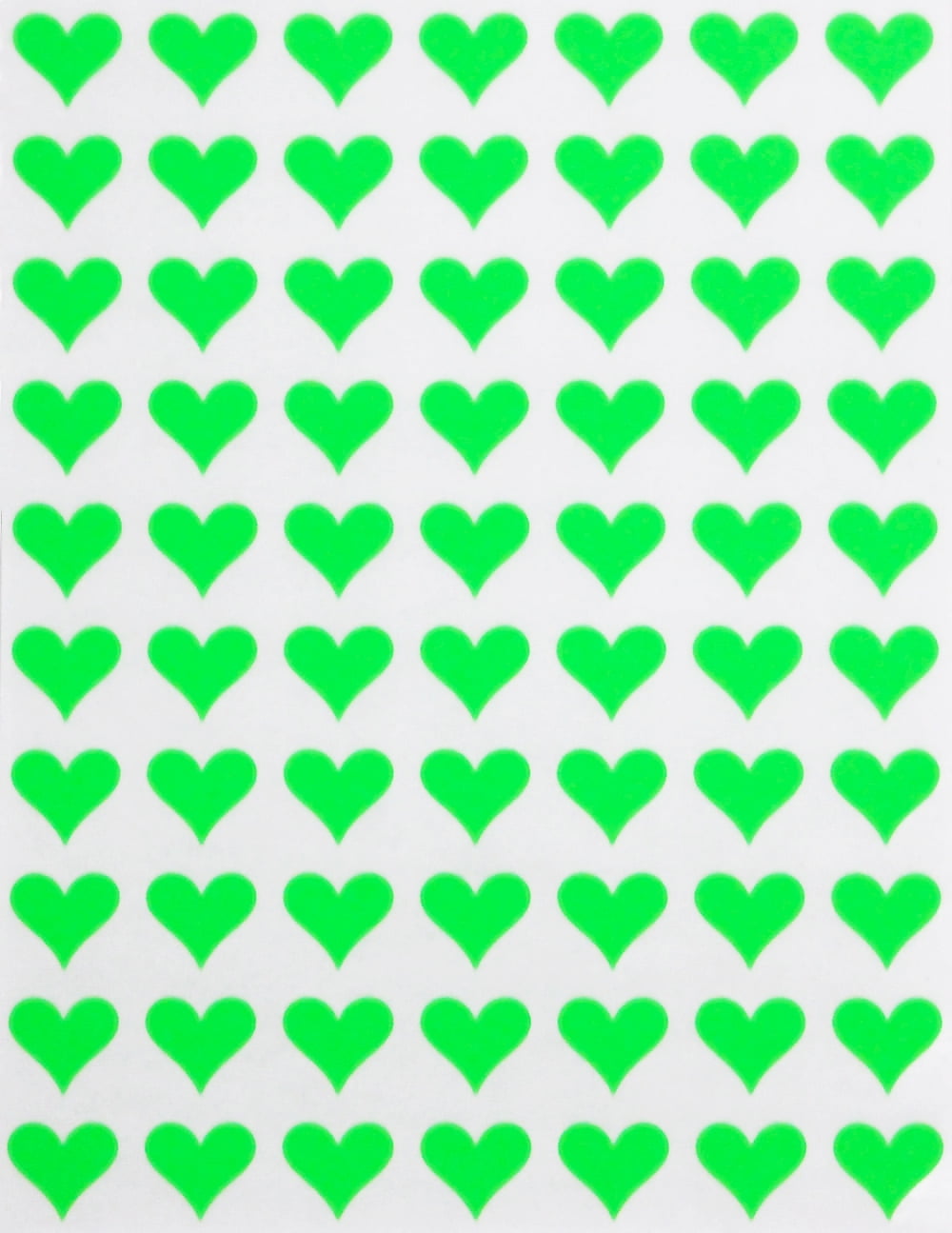 Royal Green Love Heart Sticker Labels in Neon Orange - 1/2 (0.5