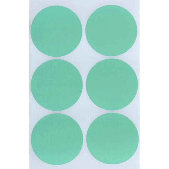 Royal Green Colored Round Dots Labels on Sheets (50mm) - 2 inch Sticker Circles in Pastel Green - 72 Pack