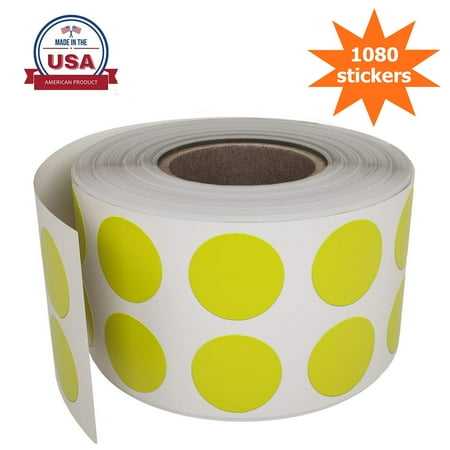 Royal Green Labeling Dot Stickers 13mm Colored Labels in a Roll for Inventory in Yellow 0.50 inch -1080 Pack