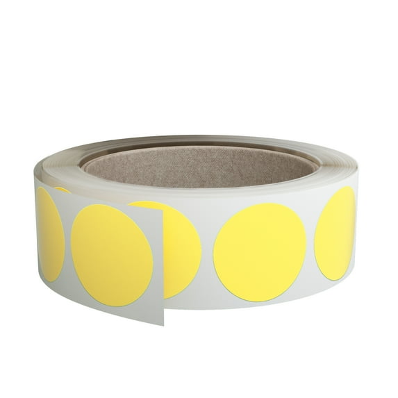 Royal Green Large Circles Labels 1.5 inch in Pastel Yellow Sticker Roll (3.8 cm) - 600 Pack
