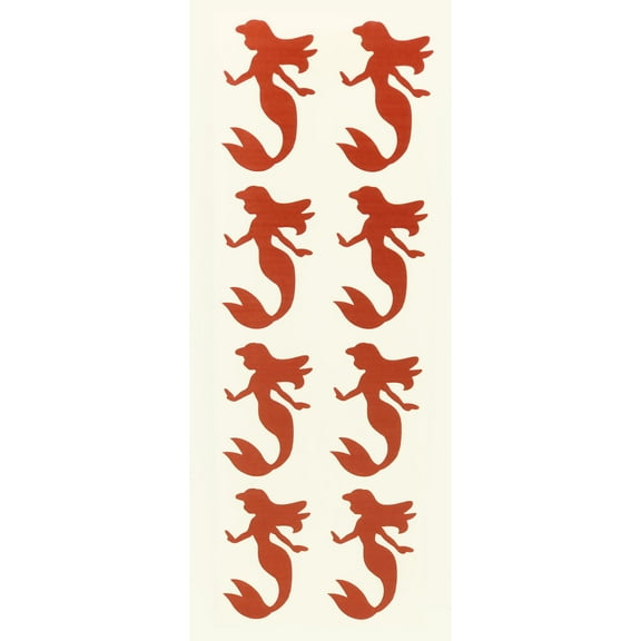 Royal Green Mermaid Stickers for Girls 2 inch (50mm) in Red - 40 Pack