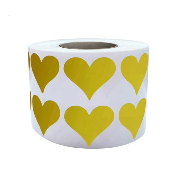 Royal Green Metallic Heart Stickers 3/4" inch Gold Heart Label Roll 19mm - 1200 Pack
