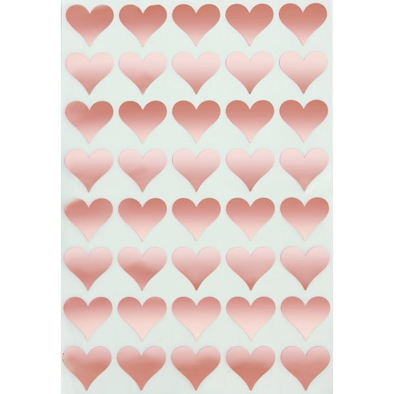 Royal Green Metallic Hearts Sticker Envelope Seals 19mm Decorative Crafting and Scrapbooking Labels in Rose Gold 3/4 inch - 400 Pack